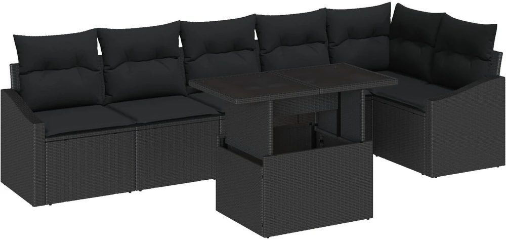 Sodo Sofų Rinkinys 7 vnt. Juoda