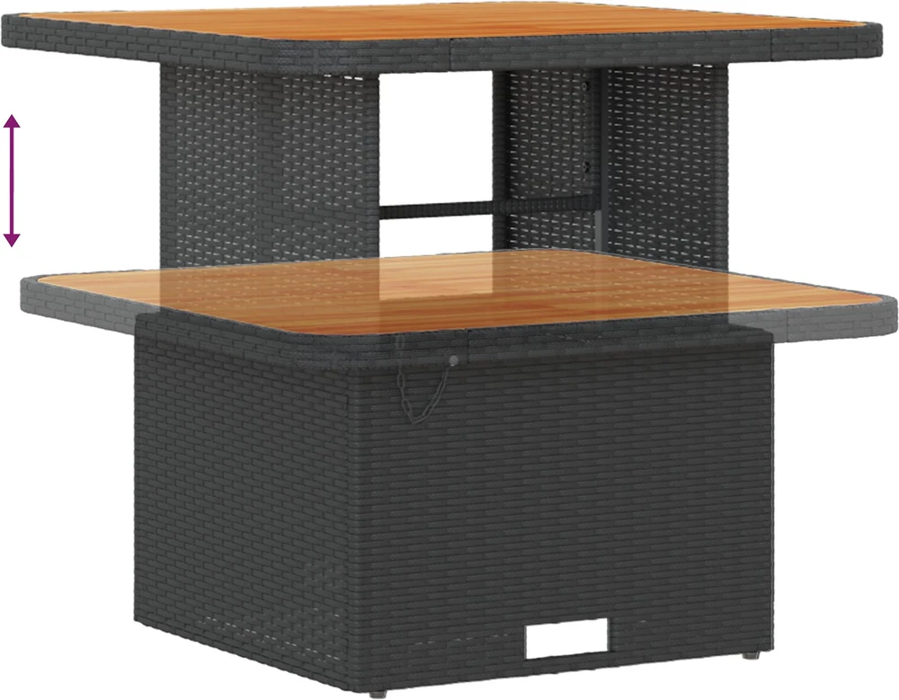Lauko baldų komplektas Sodo Sofų Rinkinys 9 pcs Juoda poliratanas