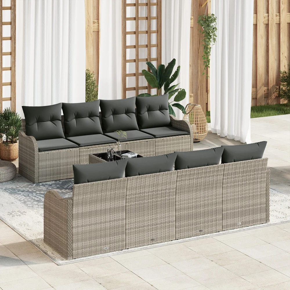 Sodo Sofų Rinkinys Šviesiai pilka 55 x 55 x 37 cm poliratanas