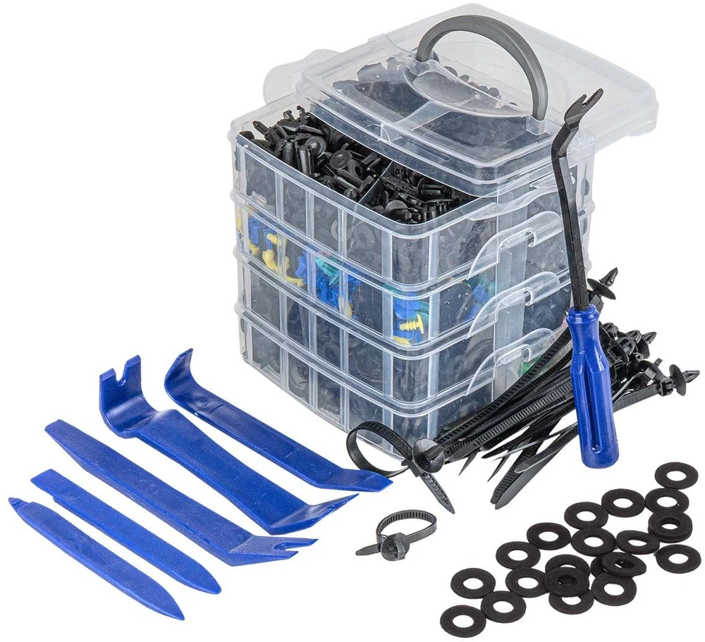 Plastiko suvirinimo rinkinys su kaiščiais ir segtukais, 1211 vnt. AMIO-04746