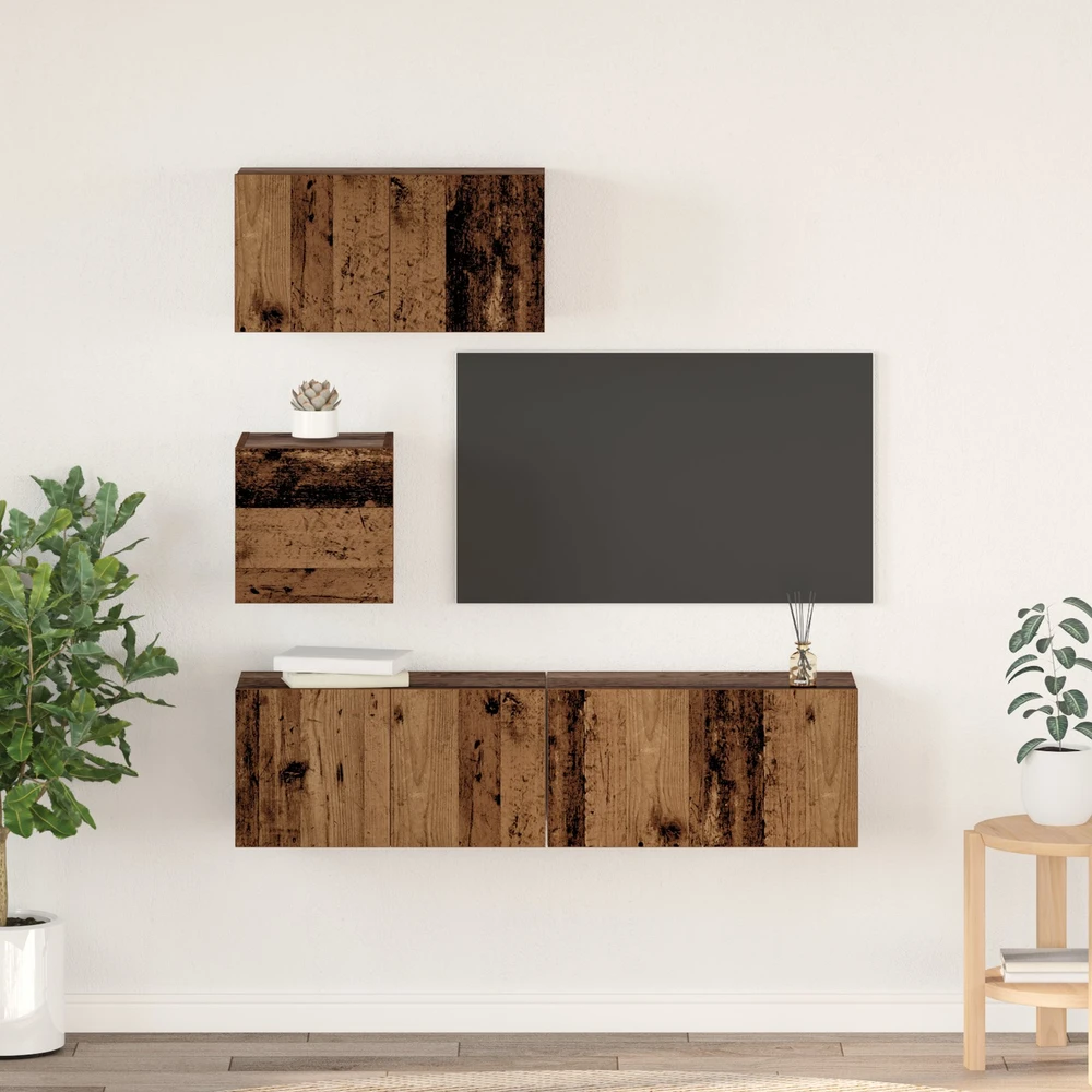 TV staliukas TV spintelių komplektas 4 vnt. Senovinis medis Apdirbta mediena