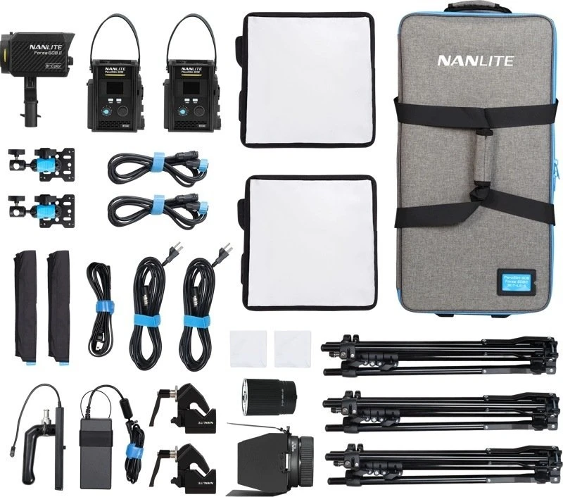 Studijos rinkinys Nanlite PavoSlim 60B & Forza 60B II KIT 60B x2 + Forza 60BII - 3 šviesų rinkinys su stovu (01-006 FORZA 60BII-3)