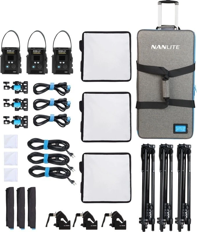 Studijos rinkinys Nanlite PavoSlim 60B LED panelių 3 šviesų rinkinys su stovu (01-006 3KIT-LS-ST)