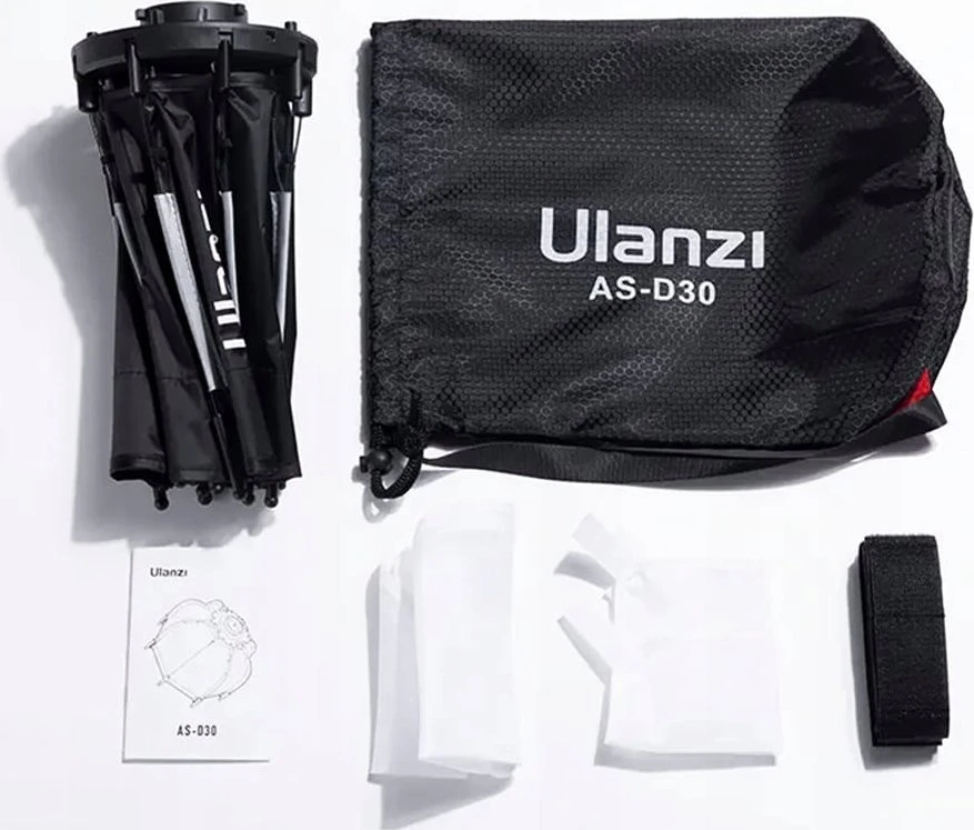 Lubinis šviestuvas Šviesdėžė + 2 difuzoriai su mini Bowens Octa 30cm Ulanzi - L005 L023 Lt028 L024 / As-d30
