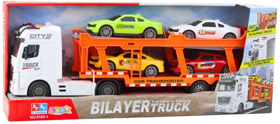 Lean Toys Vilkikas su šviesomis ir garsais, 57 cm, 4 automobiliai
