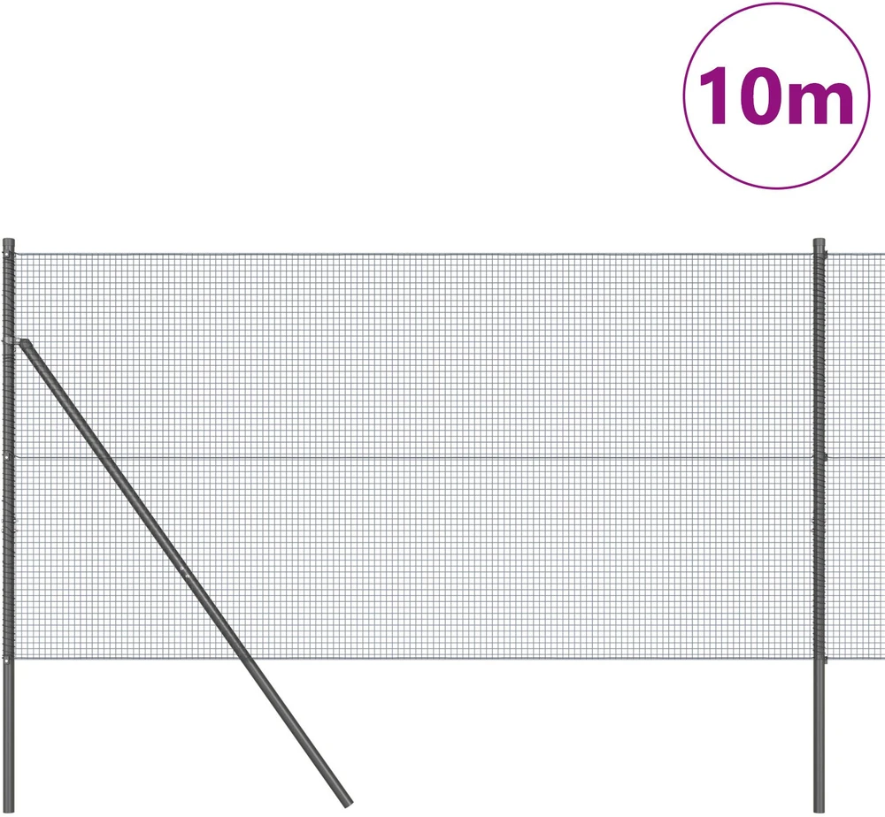Suvirintas vielos tvora žemės tvirtinimas 10 x 1 m Pilka