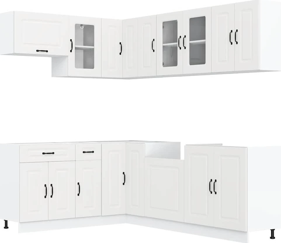 Virtuvinių spintelių komplektas, 11 dalių, Kalmar, balta