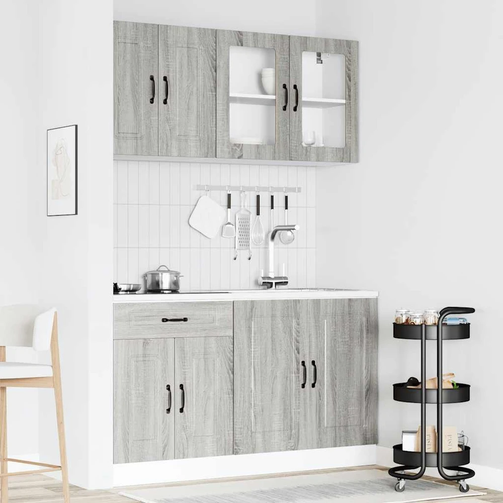 Virtuvinių spintelių komplektas, 4 dalių, Kalmar, pilka