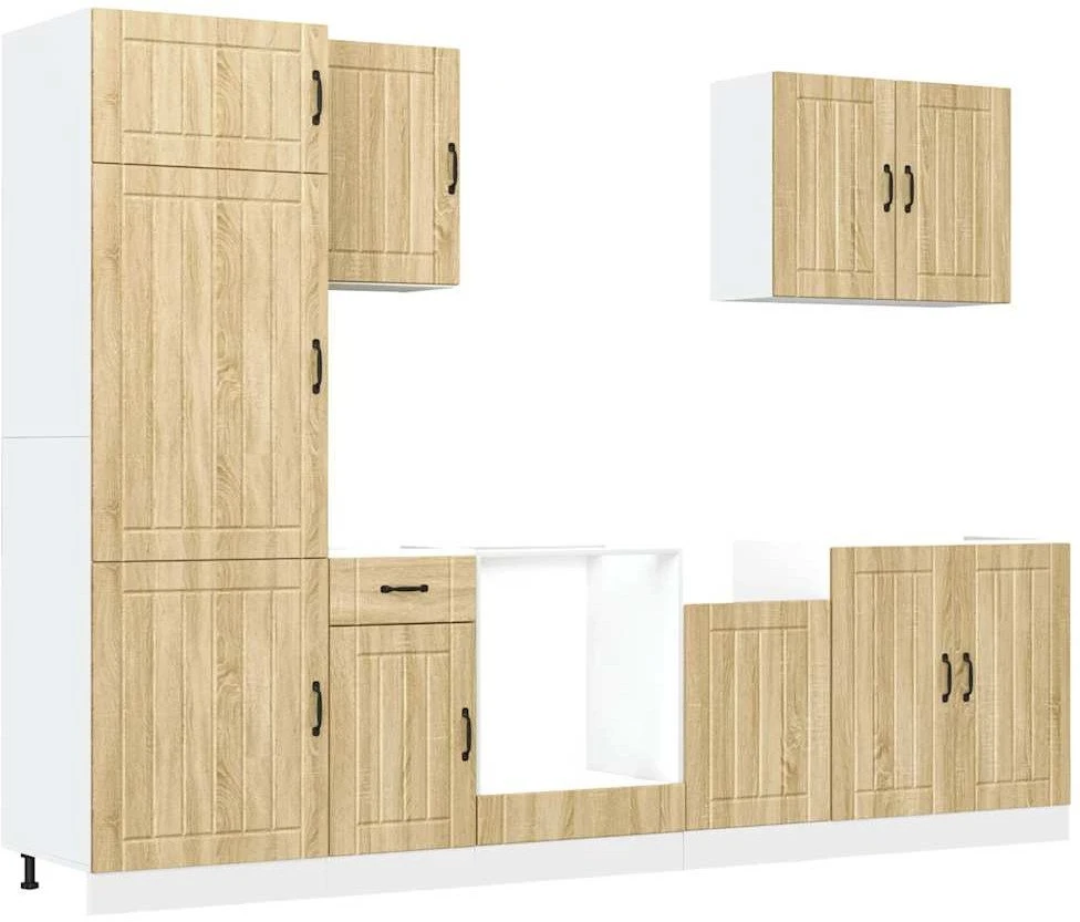 Virtuvinių spintelių komplektas, 7 dalių, Lucca, ąžuolo