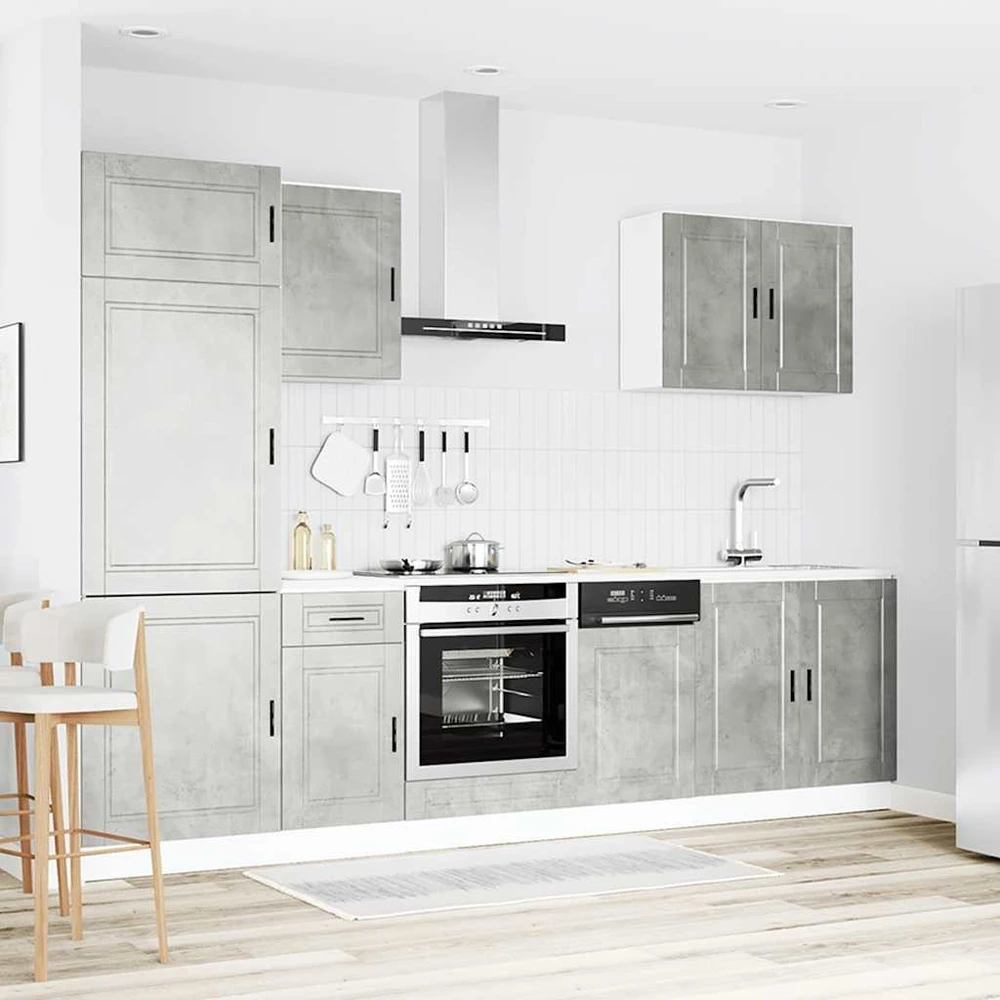 Virtuvinių spintelių komplektas, 7 dalių, Porto, betono pilka