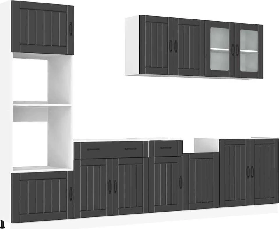 Virtuvinių spintelių komplektas, 7 dalių, Kalmar, juoda