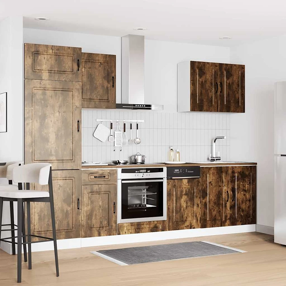 Virtuvinių spintelių komplektas, 7 dalių, Kalmar, dūminio