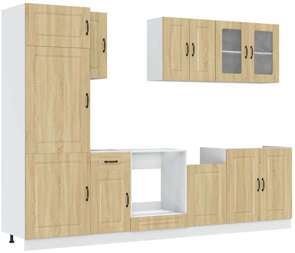 Virtuvinių spintelių komplektas, 8 dalių, Kalmar, ąžuolo