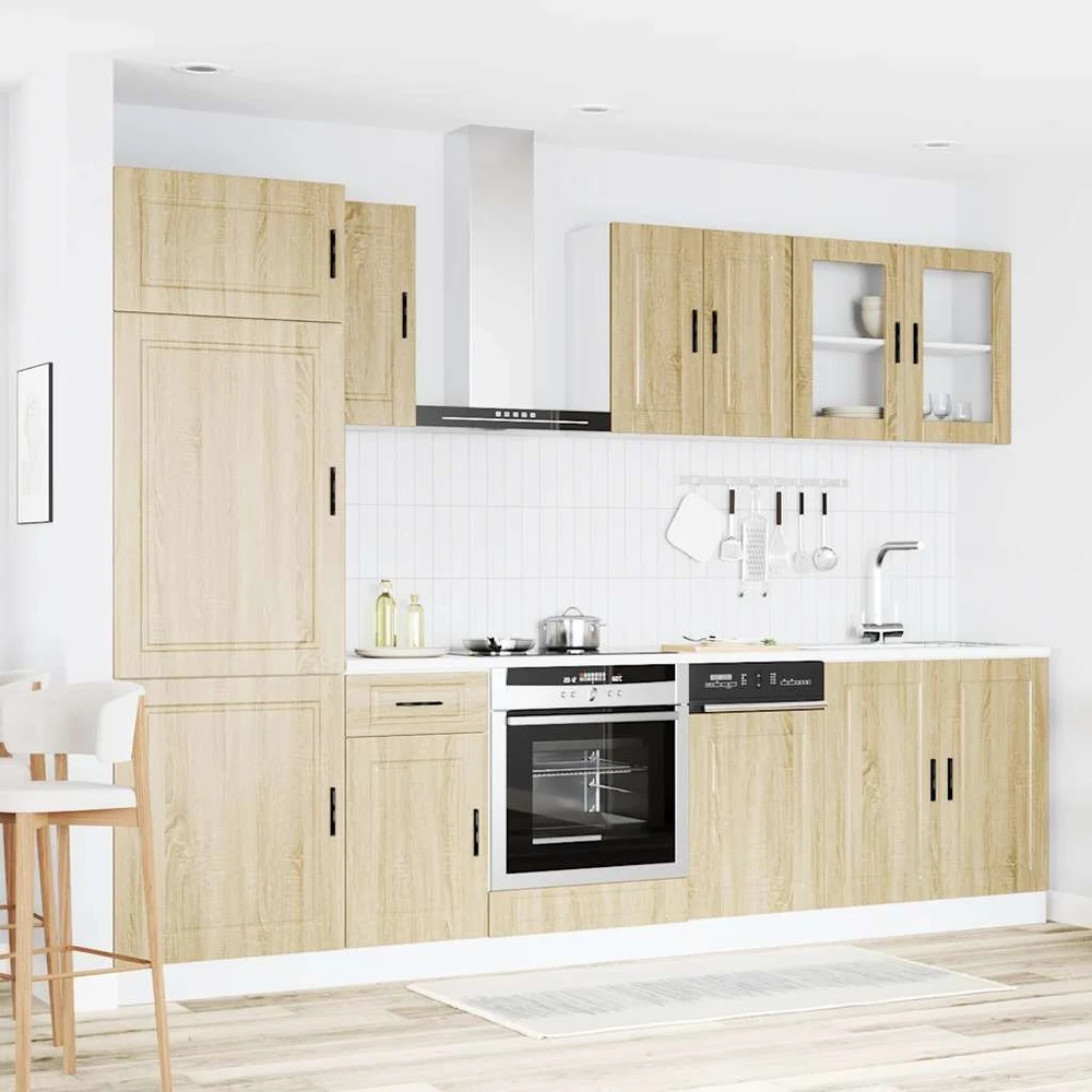 Virtuvinių spintelių komplektas, 8 dalių, Porto, ąžuolo