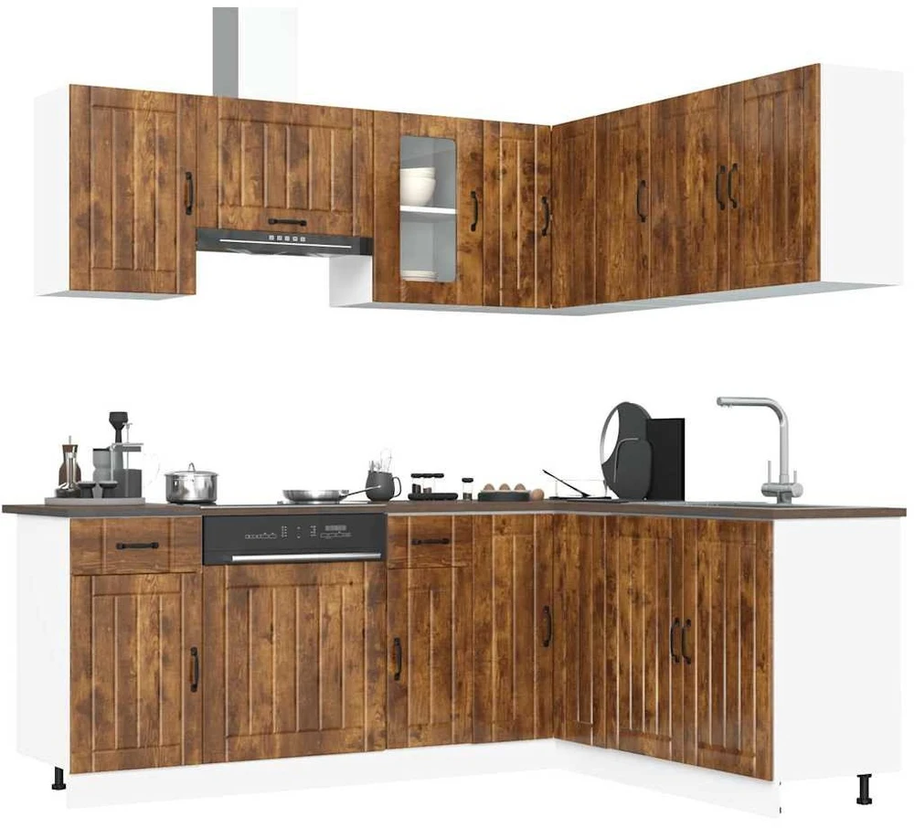 Virtuvinių spintelių komplektas, 11 dalių, Lucca, dūminio