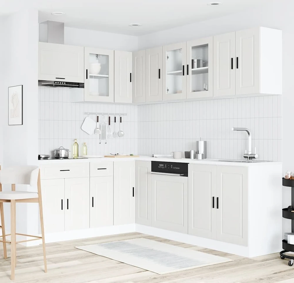 Virtuvinių spintelių komplektas, 11 dalių, Porto, balta