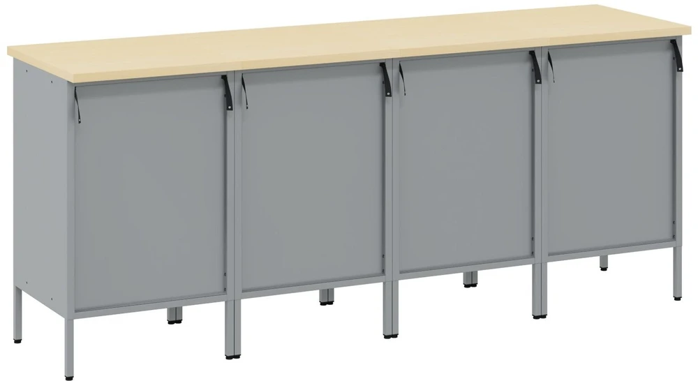 Darbo spinta 4 vnt. Raudona ir pilka 200 x 55 x 85 cm