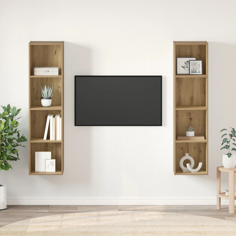 TV staliukas TV spintelių komplektas 2 vnt. Ruda Apdirbta mediena