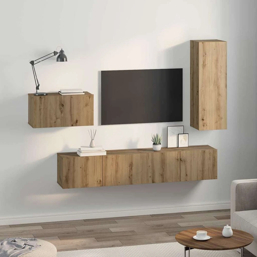 TV staliukas TV spintelių komplektas 4 vnt. Amatininkų ąžuolas