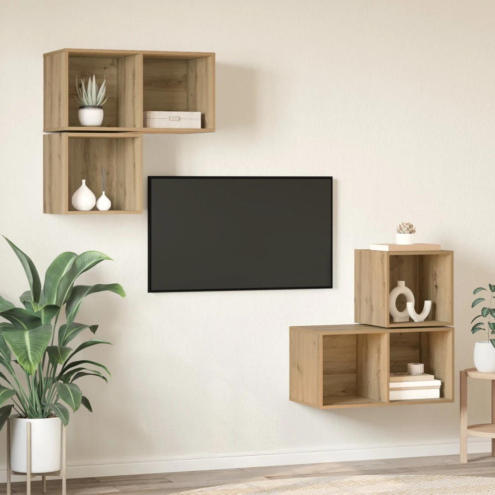 TV staliukas TV spintelių komplektas 4 vnt. Amatininkų ąžuolas