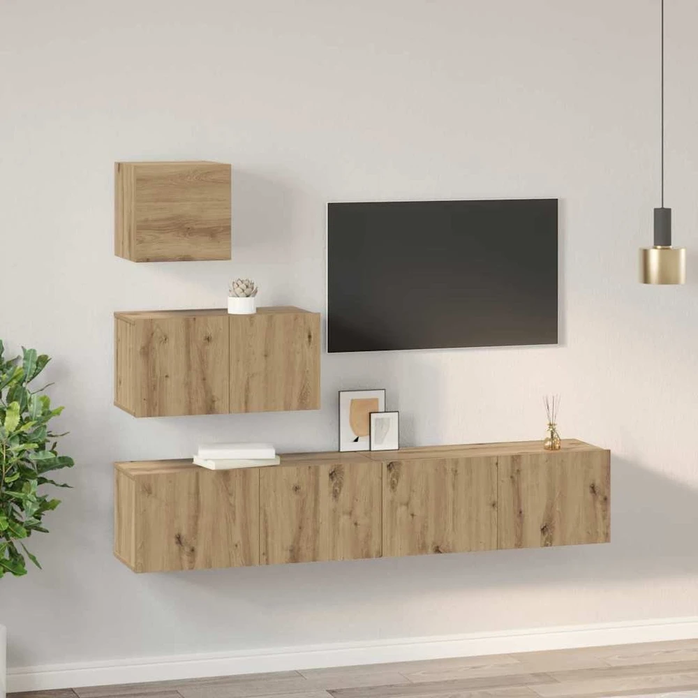 TV staliukas TV spintelių komplektas 4 vnt. Amatininkų ąžuolas