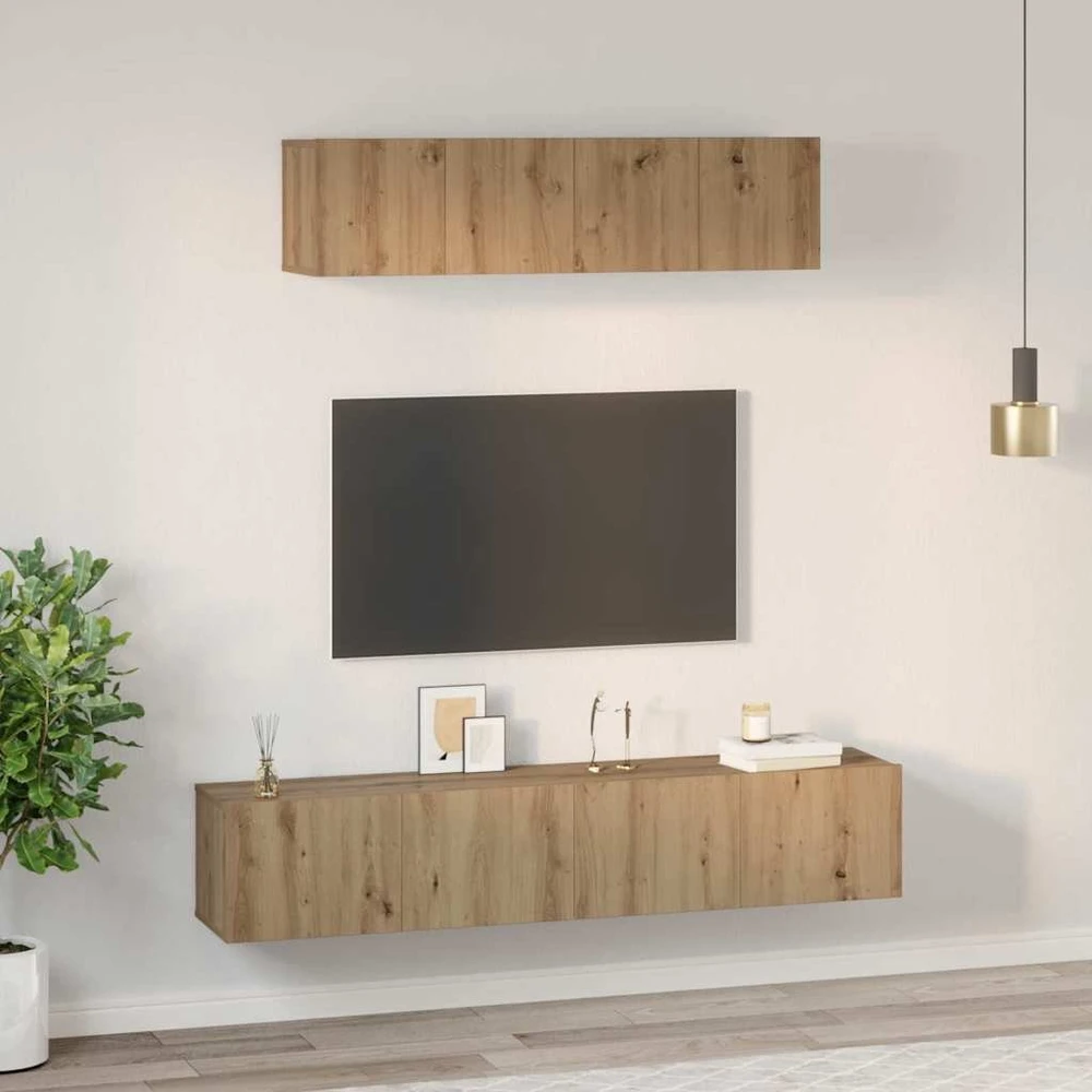 TV staliukas TV spintelių komplektas 4 vnt. Amatininkų ąžuolas