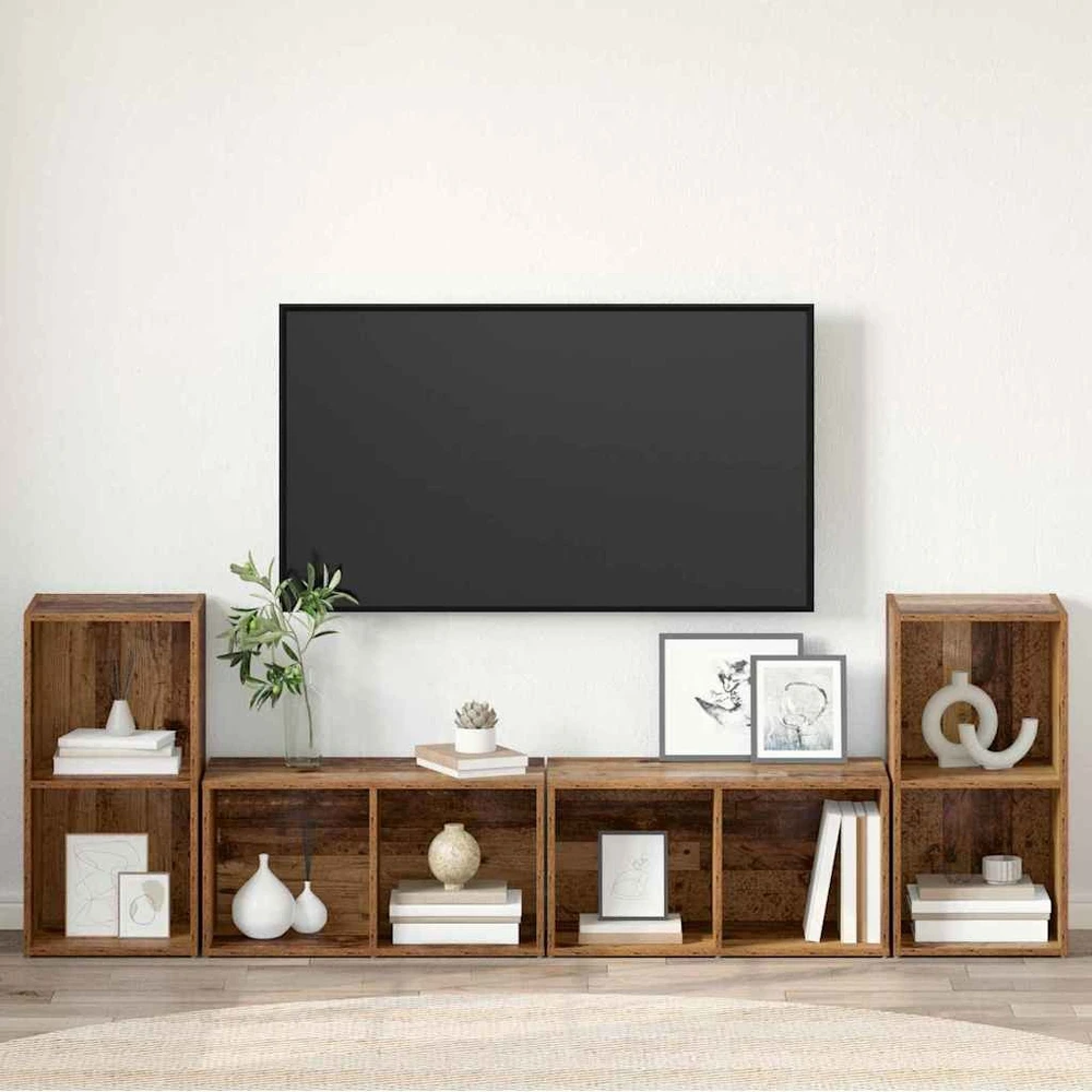 TV staliukas TV spintelių komplektas 4 vnt. Senovinis medis Apdirbta mediena