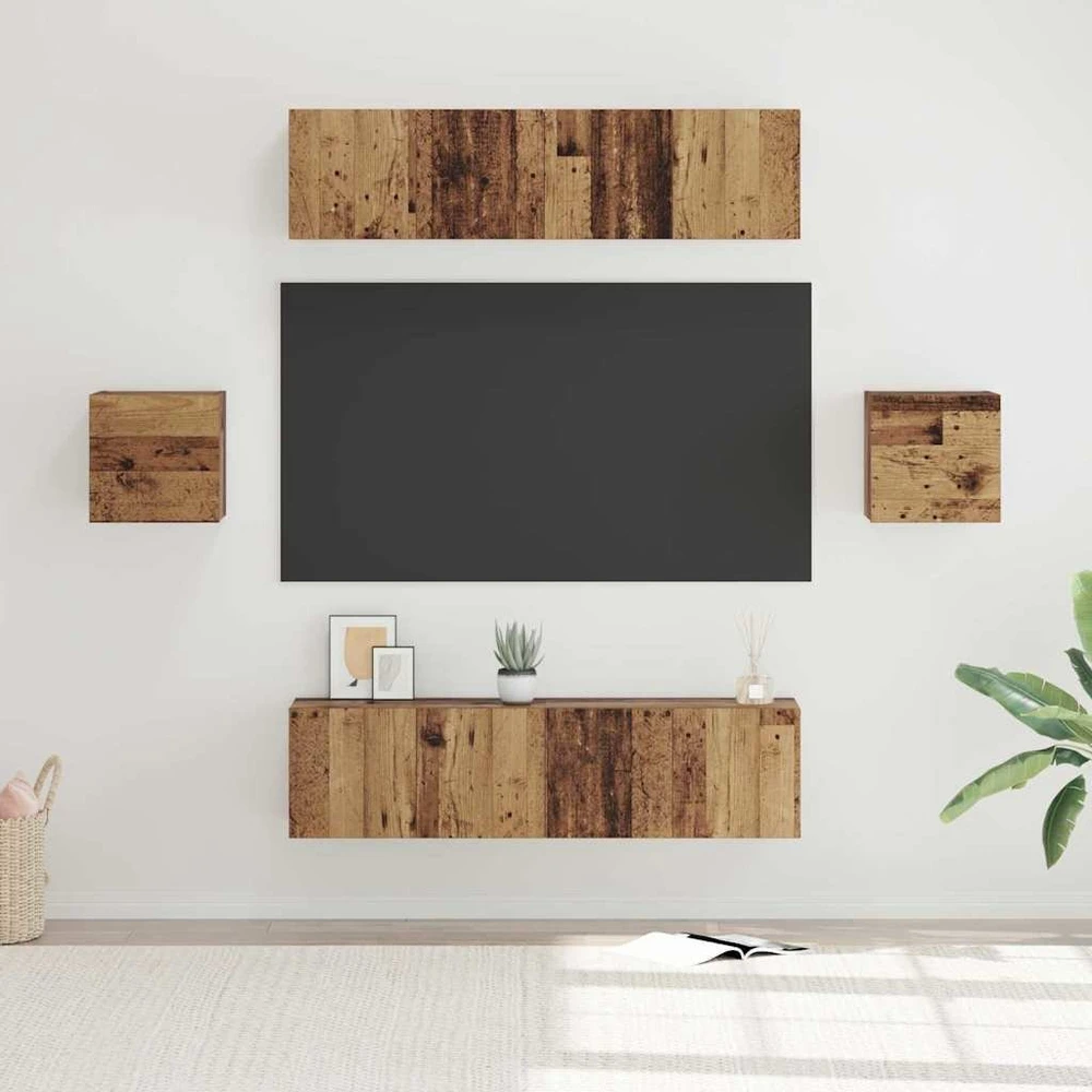 TV staliukas TV spintelių komplektas 6 vnt. Senovinis medis Apdirbta mediena