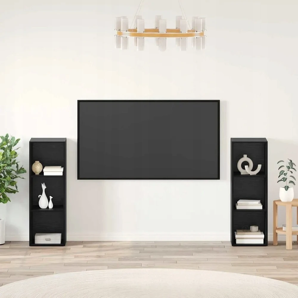 TV staliukas TV spintelių komplektas 2 vnt. Juodas ąžuolas Apdirbta mediena