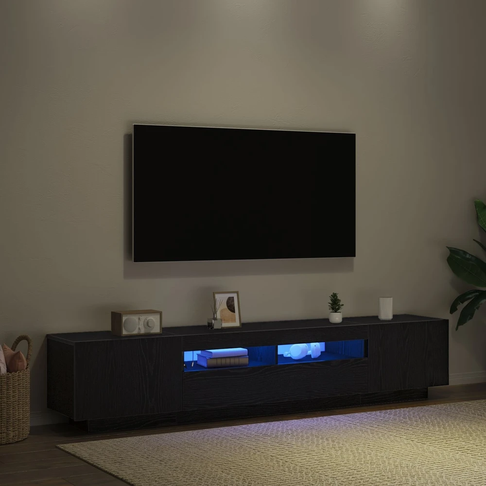 TV staliukas TV spintelių komplektas 2 vnt. Juoda Apdirbta mediena