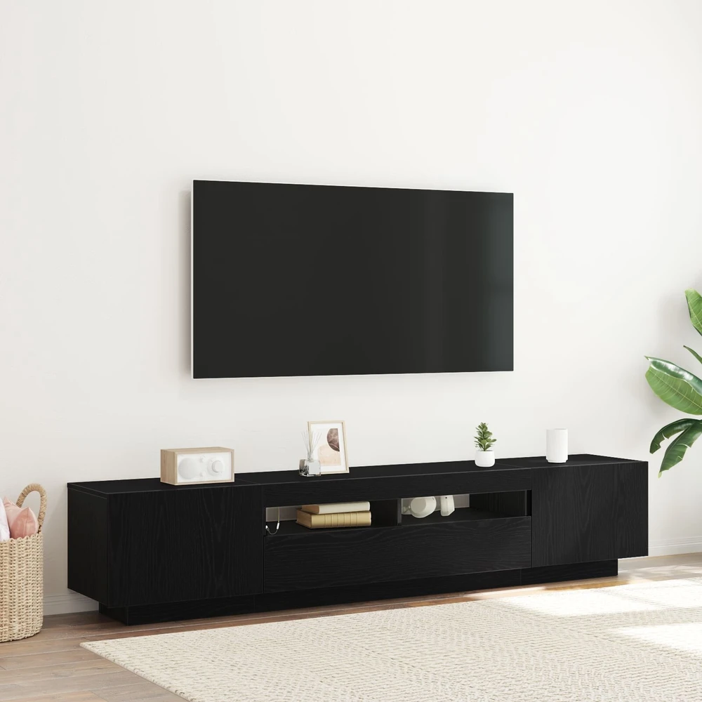 TV staliukas TV spintelių komplektas 2 vnt. Juoda Apdirbta mediena