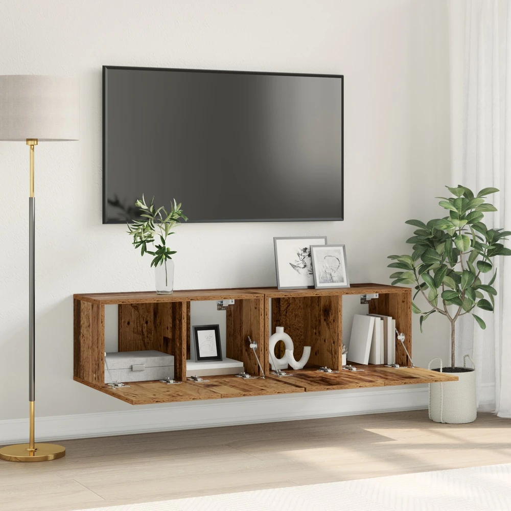 TV staliukas TV spintelių komplektas 2 vnt. Įvairiaspalvis Apdirbta mediena