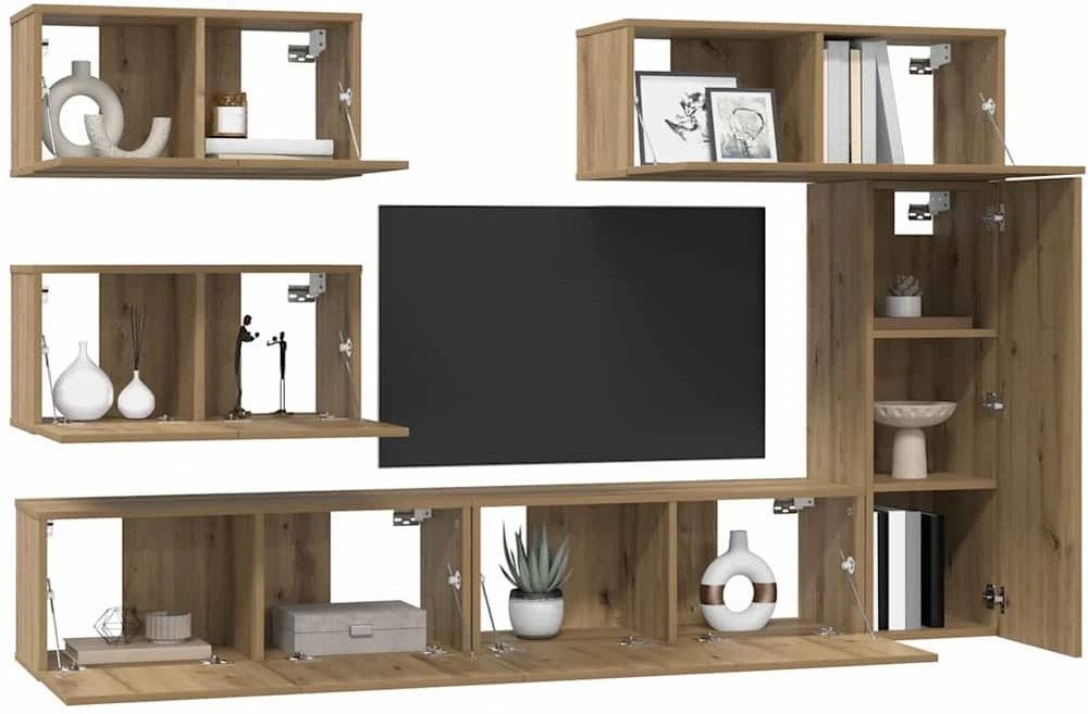 TV staliukas TV spintelių komplektas 6 vnt. Amatininkų ąžuolas