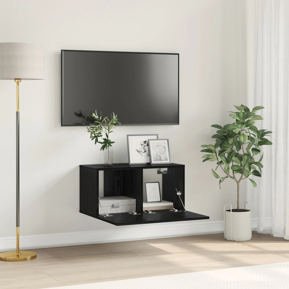 TV staliukas TV spintelių komplektas 60 x 30 x 30 cm Juoda Apdirbta mediena