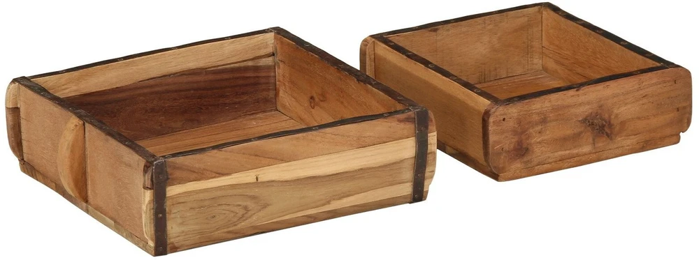 Padėklas 2 vnt. Ruda 29 x 31 x 10 cm Kietas atkurtas medis