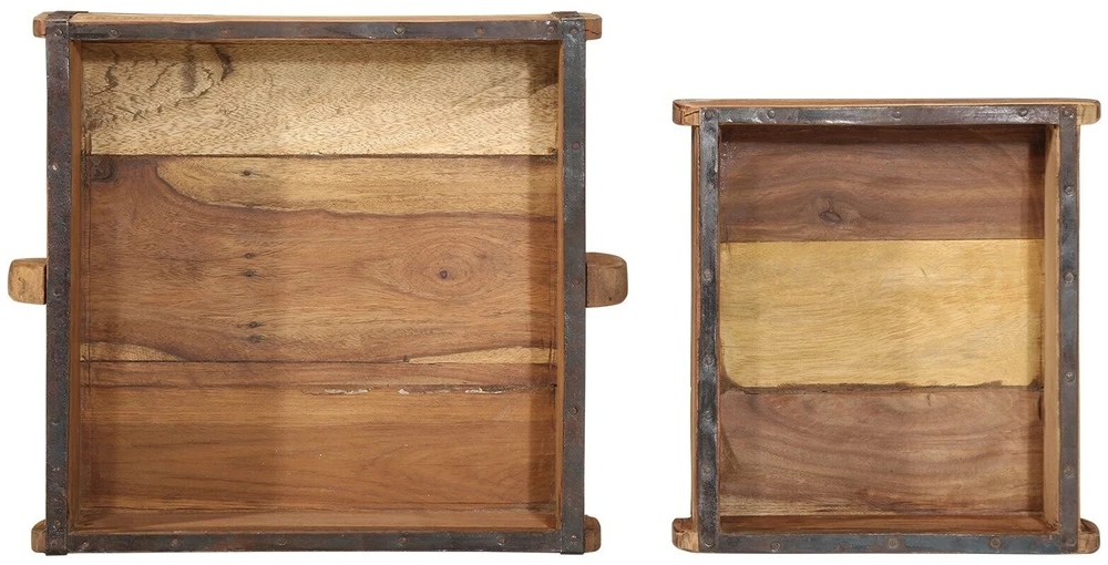 Padėklas 2 vnt. Ruda 29 x 31 x 10 cm Kietas atkurtas medis