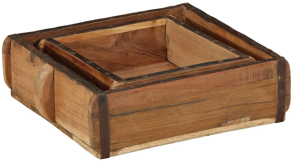 Padėklas 2 vnt. Ruda 29 x 31 x 10 cm Kietas atkurtas medis