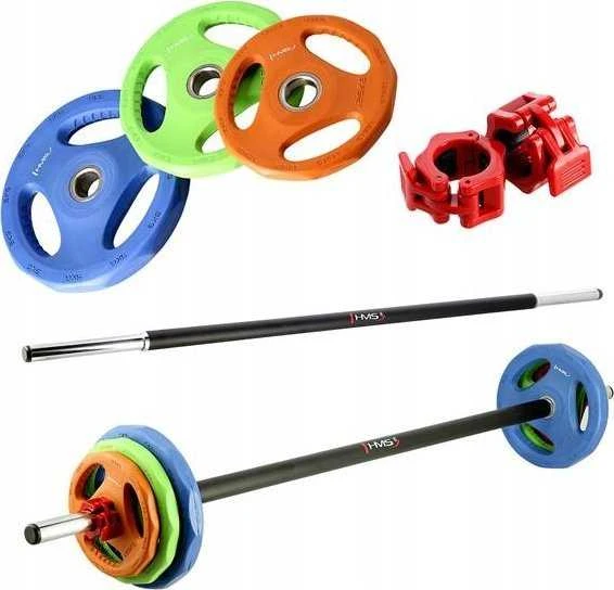 HMS Rinkinys TRAINING PUMP SBP22 SZTANGA 10 x 20 KG (200 KG) + STOJAK STR40