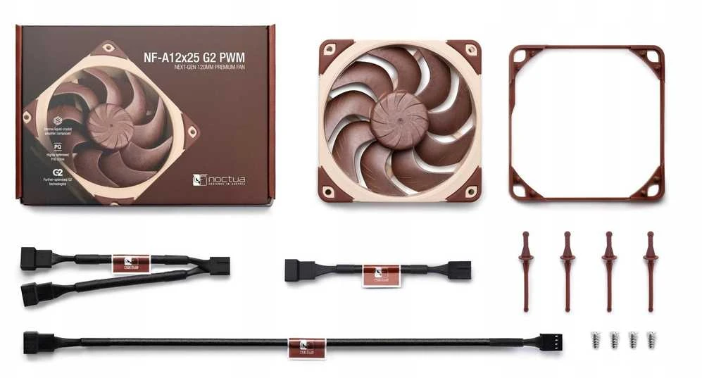 Noctua NF-A12x25 G2 pilnas ventiliatoriaus komplektas su priedais