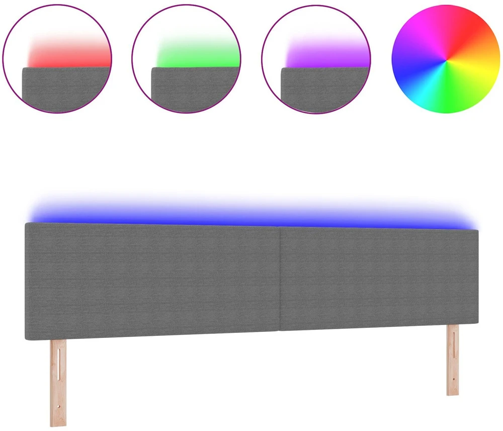 LED galvūgalis Šviesiai pilka 200 cm Kordūrinis audinys