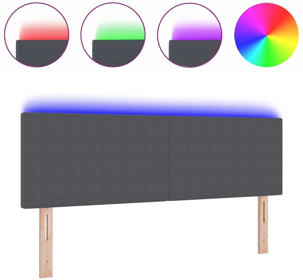 LED galvūgalis Tamsiai pilka 160 cm Kordūrinis audinys