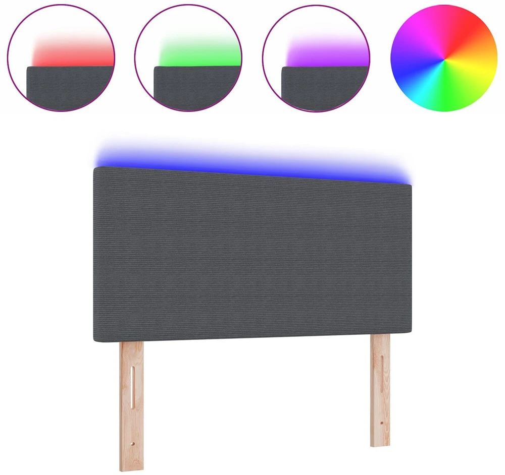 LED galvūgalis Tamsiai pilka 80 cm Kordūrinis audinys