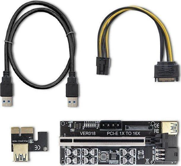 QOLTEC 55510 Riser PCI E 1x 16x USB 3.0 ver. 018 SATA PCI E 6 pin