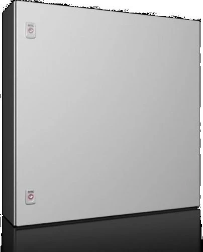 Rittal AX kompaktiškas korpusas 760x760x210 mm lakštinio plieno su montavimo plokšte viengulės durys 2 kumštelių spynos 1077 000