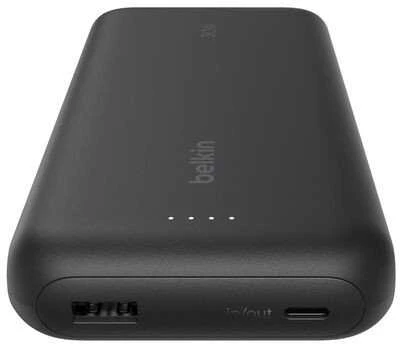 Powerbank Belkin Powerbank 20 000 mAh, 30W, įmontuotas kabelis USB-C, USB-C, USB-A, juoda