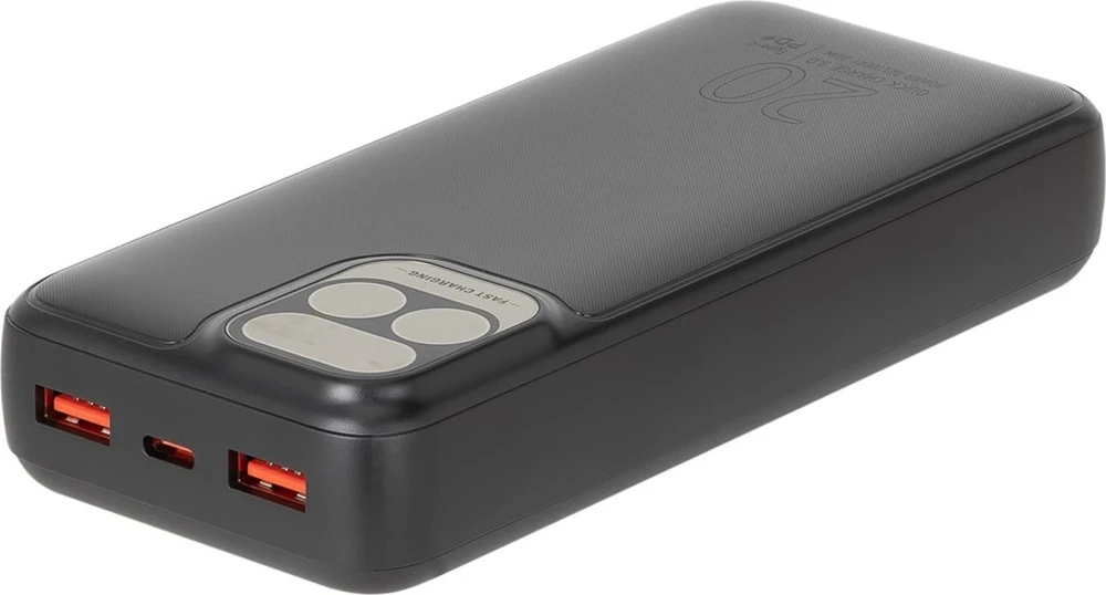 „RivaCase“ išorinė baterija 20 000 mAh USB-C 20 W LCD, 1 x įvestis/išvestis USB-C PD 20 W, 2 x USB-A QC 3.0 18 W, juoda
