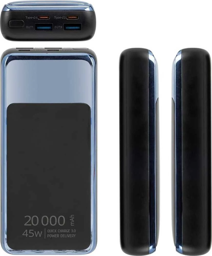 RIVACASE Power Bank 20000 mAh QC/PD 45W LCD for Nešiojamas kompiuteris Juodas