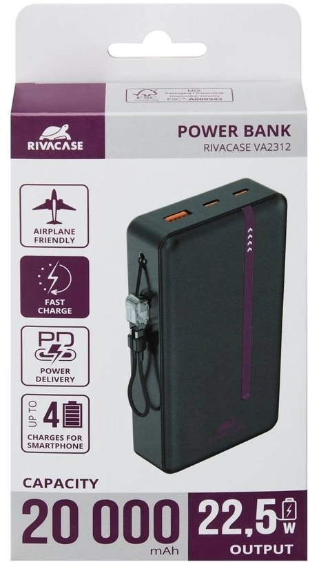 Rivacase VA2312 20000 mAh 22.5W juoda