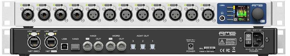 RME 12Mic - mikrofono pirminis stiprintuvas su AVB ir MADI