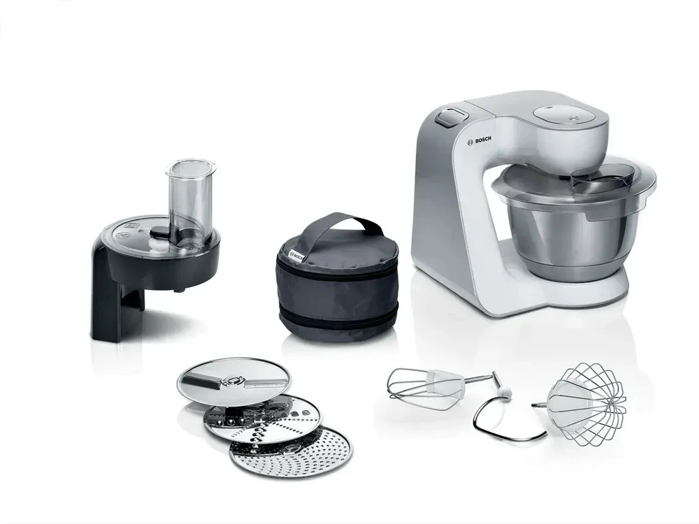 Virtuvinis kombainas Bosch MUM58210 Series 4, Kitchen machine, MUM 5, 1000 W, Baltas, Sidabrinis